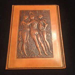 Luxury Bontruper Three Graces Genuine Leather 24K Gold Gilded Portfolio Folder